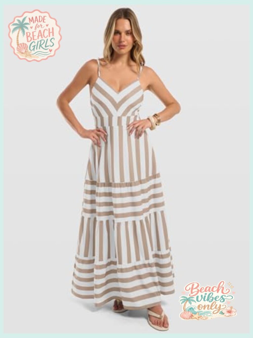 Spaghetti Strap Back Smocked A-Line V-Neck Casual Maxi Dress - Picture 2 of 7